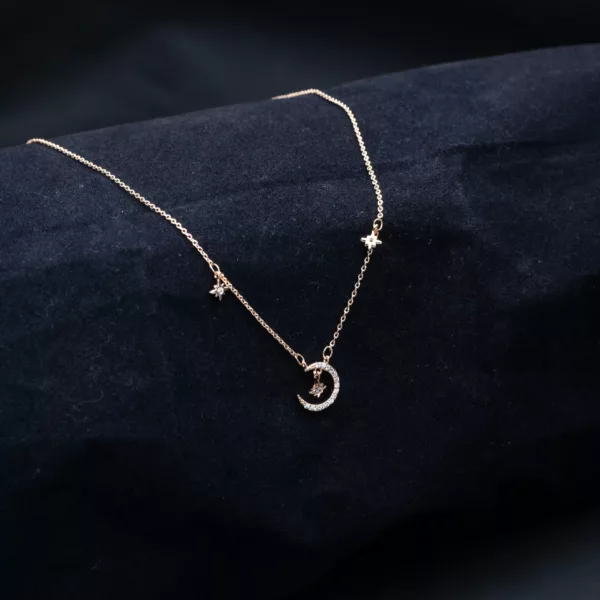CH-2307023 - Starry Night Moon & Star Necklace with American Diamonds