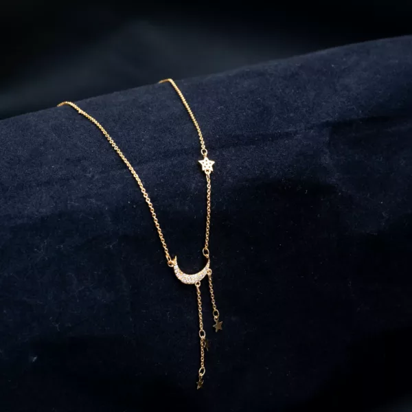 CH-2307026 - Modern Celestial Gold-Plated Moon & Star Necklace