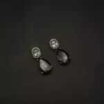 ER-2307153 - Radiant Glamour White Gold Plated Dangling Purple Teardrop Statement Earrings