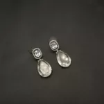 ER-2307155 - Radiant Glamour White Gold Plated Dangling Teardrop Statement Earrings