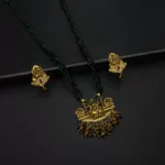MA-2307001 - Long Green Hydropotey Oxidized Antique Gold Finish Laxmi Mangalsutra Set