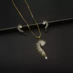 PS-2307010 - Gold Plated American Diamond Contemporary Pendant Set