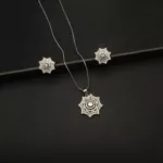 PS-2307011 - White Gold Plated American Diamond Pendant Set