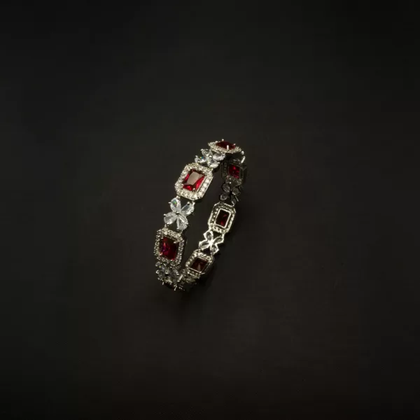 BA-2307002 - American Diamond Ruby Studded Bangle