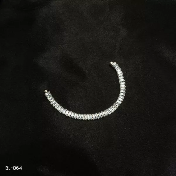 BL-064 - White Gold Plated American Diamond Magnetic Lock Bracelet