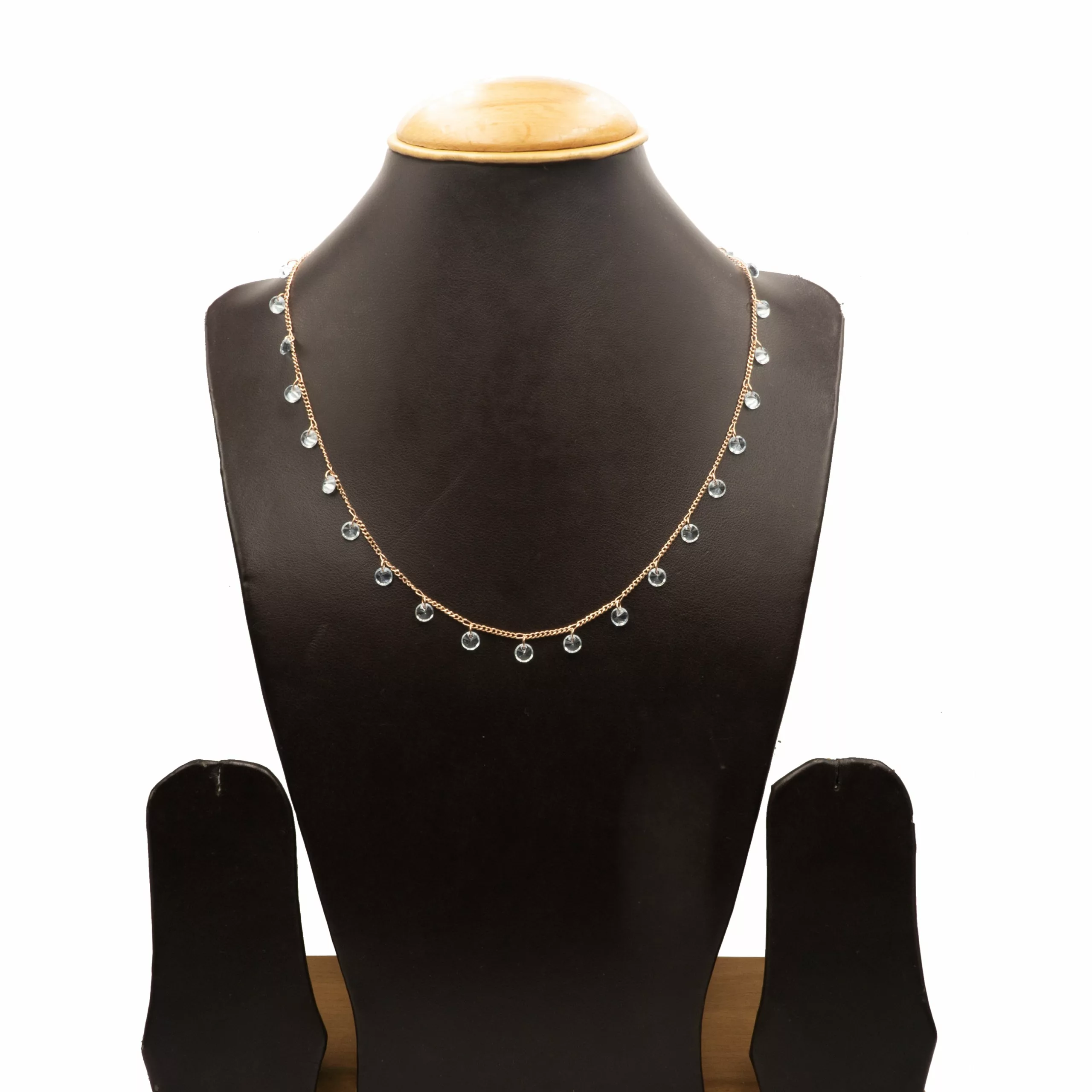 CH-2308001 - Rose Gold Plated American Diamond Chain Necklace CH-2308001 - Rose Gold Plated American Diamond Chain Necklace