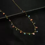 CH-2308002 - Gold Plated Multicolor Evil Eye Chain Necklace