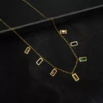 CH-2308003 - Gold Plated Multicolor Stones Chain Necklace