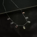 CH-2308004 - White Gold Plated Multicolor Stones Chain Necklace