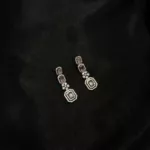 ER-2307174 - American Diamond & Pink Stones Dangle Statement Earrings