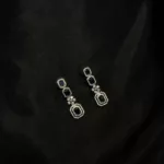 ER-2307177 - American Diamond & Blue Stones Dangle Statement Earrings