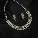 NS-2307007 - Versatile Charm White Gold Plated American Diamond Collar Necklace Set