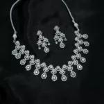 NS-2307009 - Radiant Royalty Regal White Gold Plated Necklace Set with American Diamonds