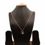 CH-2309034 - Gold Plated American Diamond LV Chain Necklace