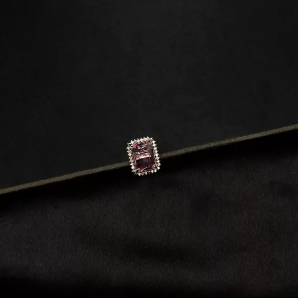 RI-2309007 - Pink Glamor Adjustable White Gold Plated Ring with Sparkling American Diamonds