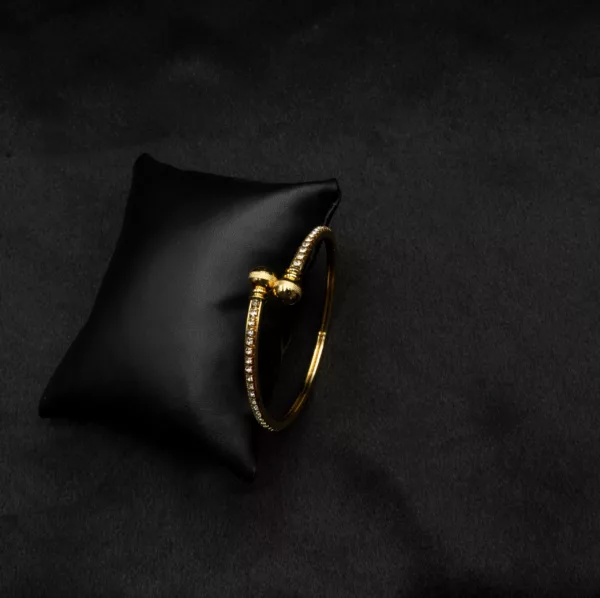 BL-2310002 - Gold Plated American Diamond Adjustable Cuff Bracelet