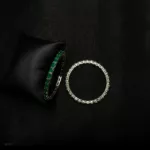 BA-007 - White Gold Plated Emerald Studded 2 Pcs Bangles