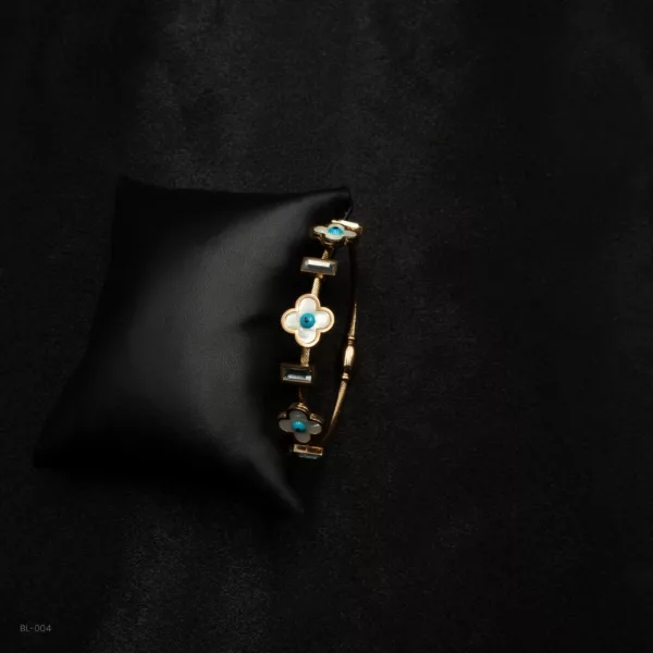 BL-004 - Rose Gold Plated Magnetic Lock Contemporary Flower Bracelet