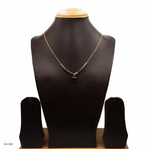 CH-003 - Glamorous Noir Rose Gold Plated Necklace with Dangling Black Stones