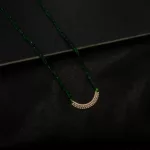 MA-2312012 - Gold Plated American Diamond Green Long Hydropotey Mangalsutra