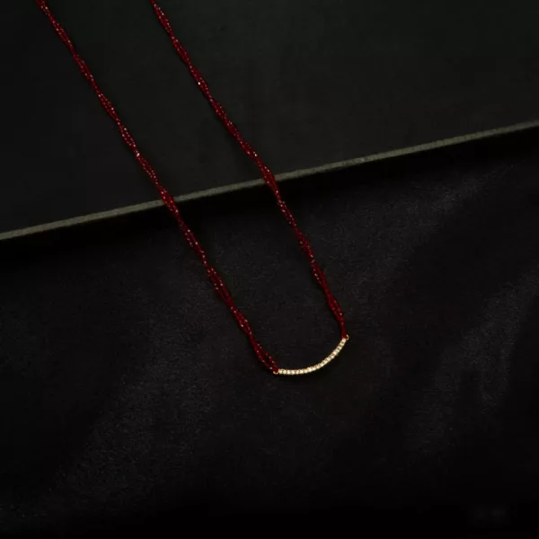 MA-2312013 - Gold Plated American Diamond Red Long Hydropotey Mangalsutra