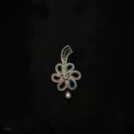 BR-006 - Spectrum Splendor Rainbow Crystal Array Brooch with Single Pearl Accent