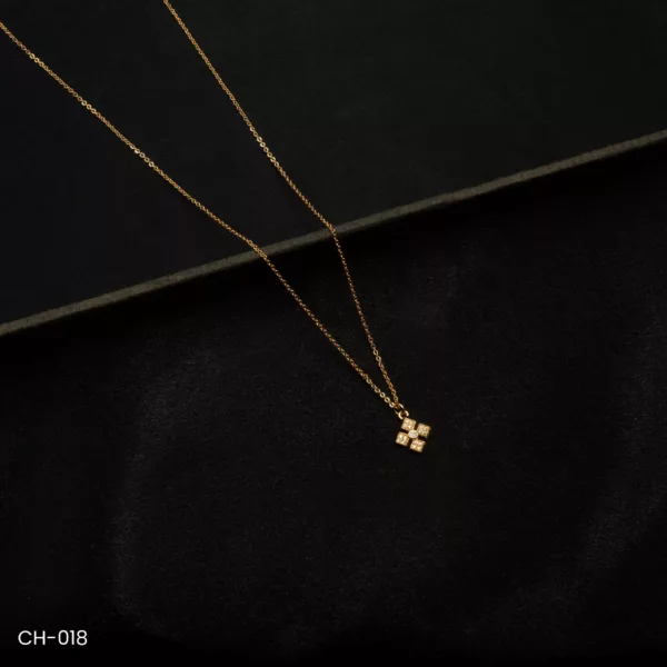 CH-018 - Rose Gold Plated American Diamond Locket Chain Necklace
