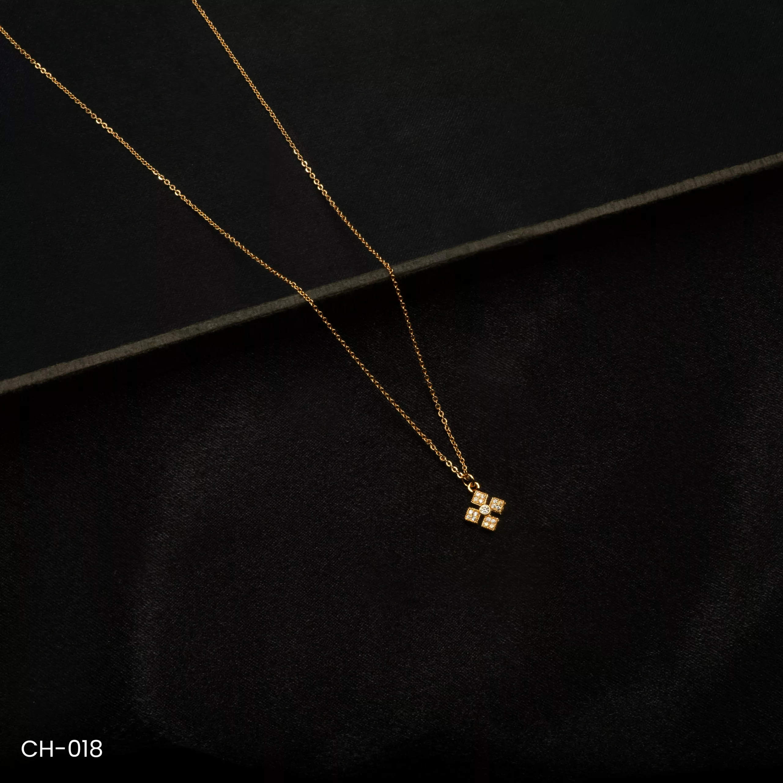 CH-018 - Rose Gold Plated American Diamond Locket Chain Necklace CH-018 - Rose Gold Plated American Diamond Locket Chain Necklace