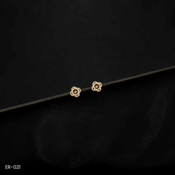 ER-021 - Floral Finesse Petite American Diamond Floral Stud Earrings