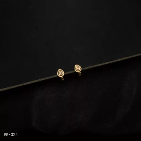 ER-024 - Classic Glamour Small Gold Plated American Diamond Oval Earrings