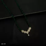 MA-011 - Gold Plated American Diamond Green Long Hydropotey Mangalsutra