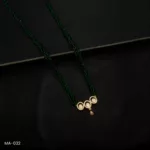 MA-032 - Gold Plated American Diamond Green Long Hydropotey Mangalsutra