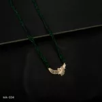 MA-034 - Gold Plated American Diamond Green Long Hydropotey Mangalsutra