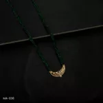 MA-036 - Gold Plated American Diamond Green Long Hydropotey Mangalsutra