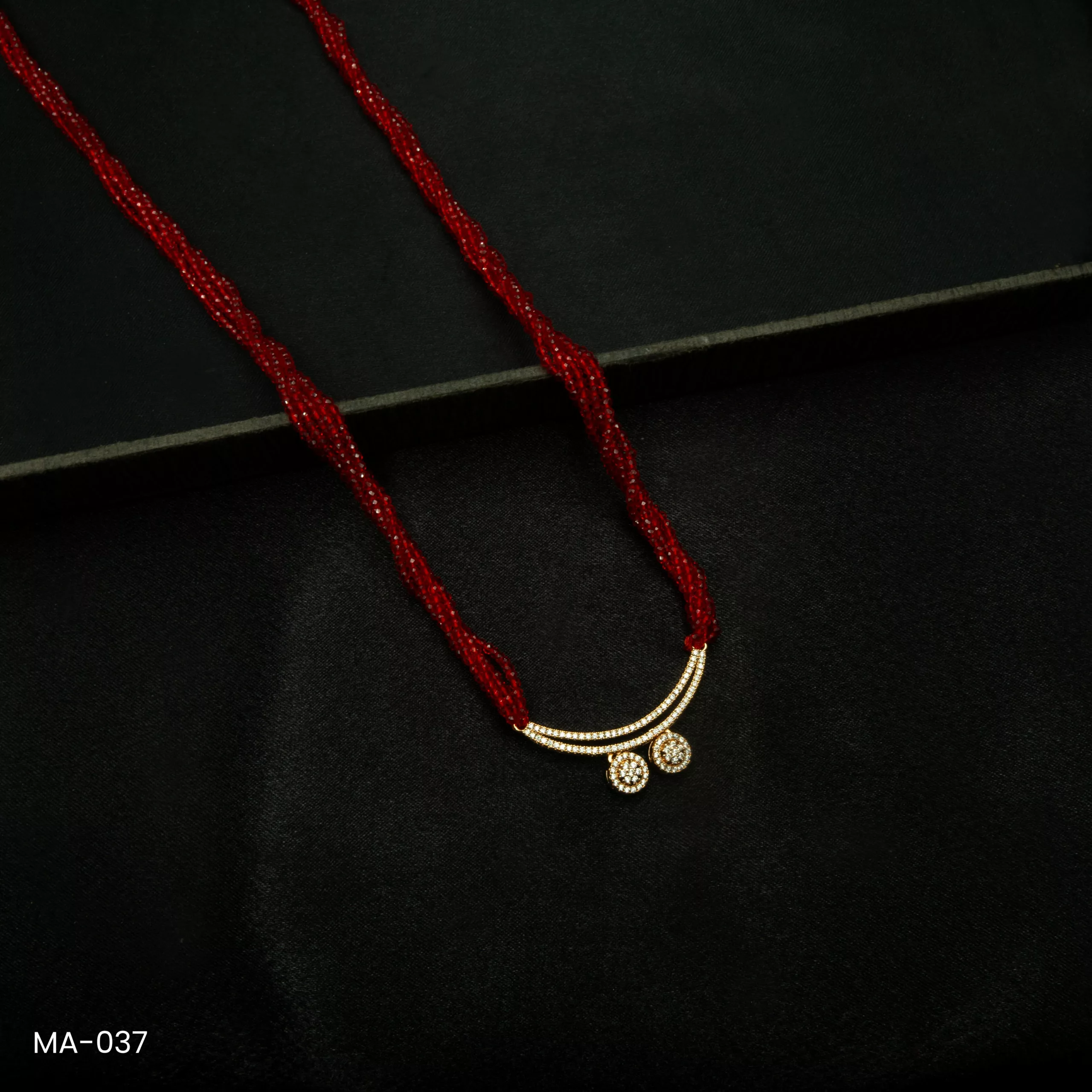 MA-037 - Gold Plated American Diamond Red Long Hydropotey Mangalsutra MA-037 - Gold Plated American Diamond Red Long Hydropotey Mangalsutra