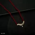 MA-038 - Gold Plated American Diamond Red Long Hydropotey Mangalsutra