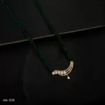 MA-039 - Gold Plated American Diamond Green Long Hydropotey Mangalsutra