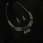 NS-043 - Emerald Enchantment Modern American Diamond & Emerald Necklace Set