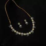 NS-044 - Luminous Luxe Elegant Pearl and Gold Plated Floral American Diamond Necklace Set
