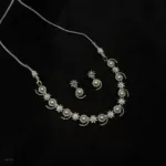 NS-045 - Luminous Luxe Elegant Pearl White Gold Plated Floral American Diamond Necklace Set