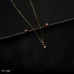 PS-048 - Effortless Glamour Gold Plated American Diamond & Ruby Flower Pendant Set