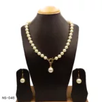 NS-046 - Timeless Charm Luxurious Pearl Strand Necklace with Matching Stud Earrings