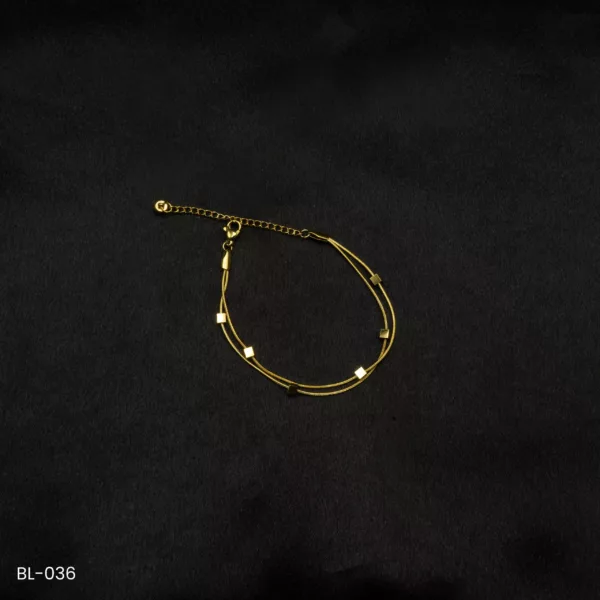 BL-036 - Gold Plated Double Layered Adjustable Bracelet