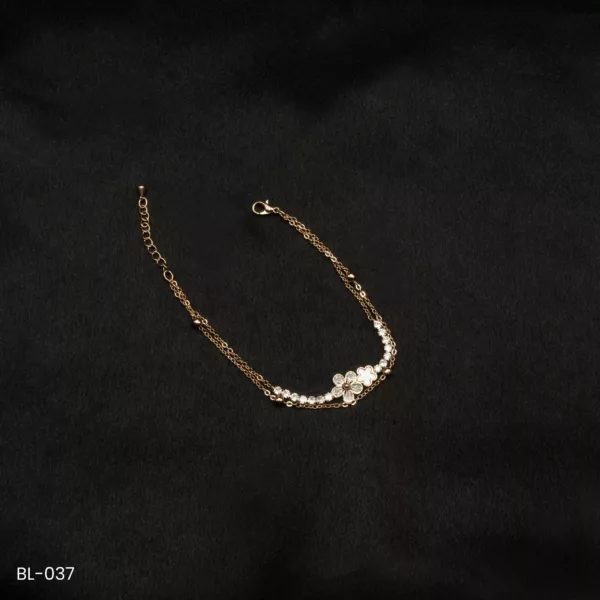 BL-037 - Rose Gold Plated American Diamond Adjustable Bracelet