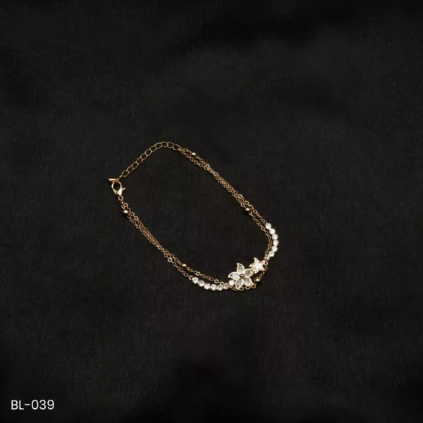 BL-039 - Rose Gold Plated American Diamond Adjustable Bracelet