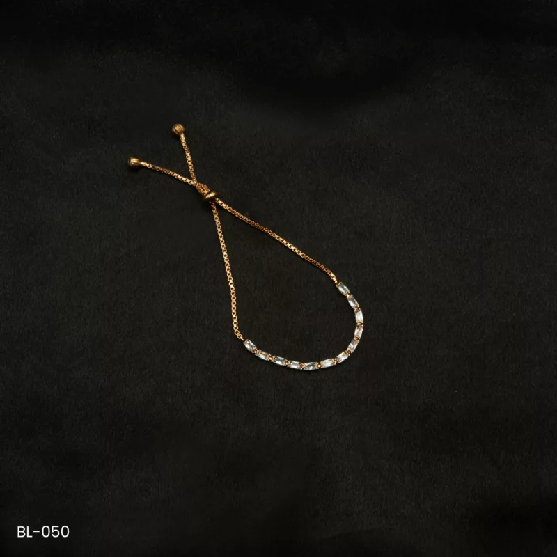 BL-050 - Rose Gold Plated American Diamond Adjustable Slider Bracelet