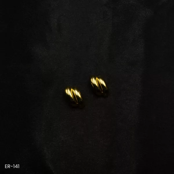 ER-141 - Regal Radiance Gold Plated Statement Curved Stud Earrings