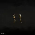 ER-143 - Gold Plated American Diamond Contemporary Dangling Balls Hoop Earrings