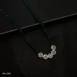 MA-043 - White Gold Plated American Diamond & Mint Stone Long Green Hydropotey Mangalsutra