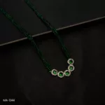 MA-044 - White Gold Plated American Diamond & Emerald Long Green Hydropotey Mangalsutra
